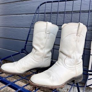 White Justin Cowboy Boots
